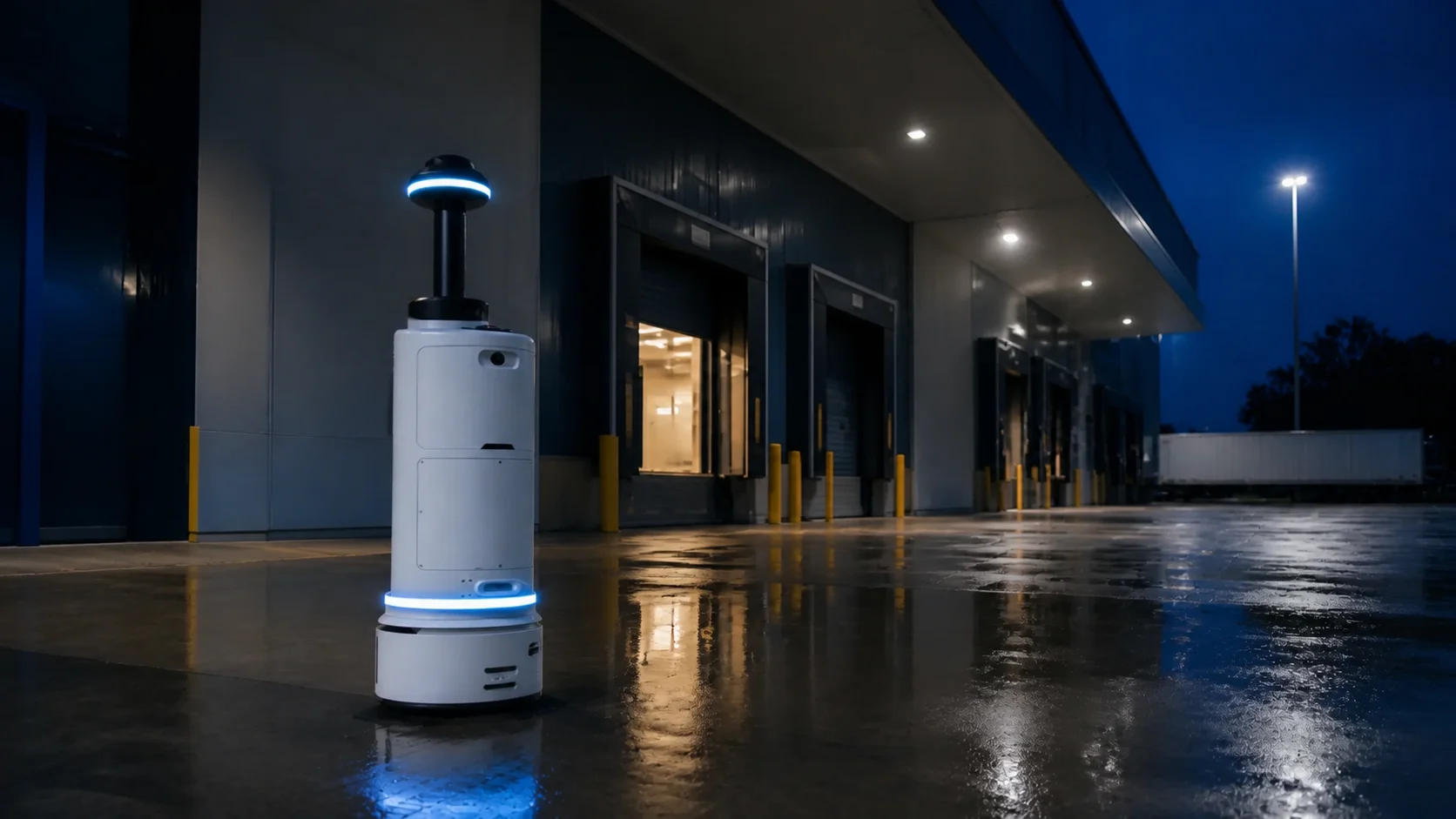 Autonomous security robot in a loading dock